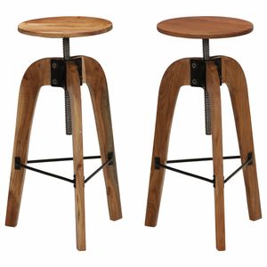 Barstoelen 2 st massief acaciahout