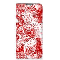 Mobiel BookCase OPPO Reno8 Lite Angel Skull Rood - thumbnail