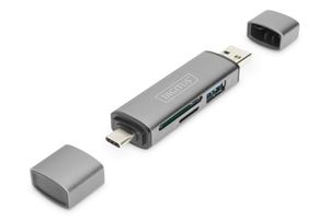 Digitus DA-70886 geheugenkaartlezer USB 3.2 Gen 1 (3.1 Gen 1) Type-A/Type-C Aluminium