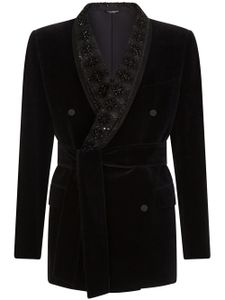 Dolce & Gabbana blazer texturé à taille ceinturée - Noir