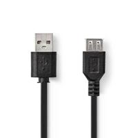 NEDIS USB-kabel | USB 2.0 | USB-A stekker | USB-A aansluiting | 480 Mbps | vernikkeld | 2.00 m | rond | PVC | zwart | label