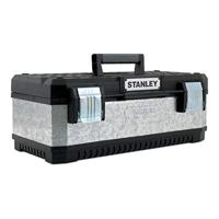 Stanley 1-95-619 Gereedschapskist van metaal en kunststof (23 inch), met hangslot, metalen sluitingen, bi-materiaal handvat