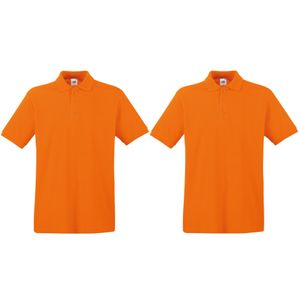 2-Pack maat XL oranje poloshirt premium van katoen voor heren