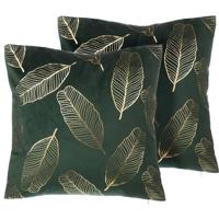 Beliani-FREESIA -Sierkussen set van 2-Groen-45 x 45 cm-Fluweel