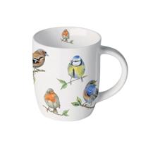 Ambiente Thee Cup Koffie Mok Mok met Handvat 0.2 L Vogelsoorten Vogels Fijn Bone China Porselein