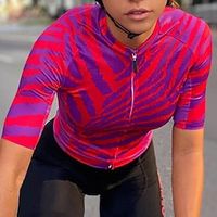 Dames Wielrenshirt Korte mouw Fietsen Shirt Kleding Bovenlichaam met 3 achterzakken Bergracen Wegwielrennen Ademend Sneldrogend Vochtregelerend Reflecterende strips Geel Rood Blauw Zebra Sport Kleding Lightinthebox