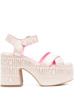 Moschino sandales plateforme à logo jacquard 110 mm - Tons neutres