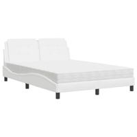 vidaXL Bed met matras kunstleer wit 140x190 cm, bed, bed ombouw, tweepersoonsbed, bedbodem, slaapkamermeubel, 2 persoonsbed, logeerbed, houten bed