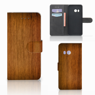 HTC U11 Book Style Case Donker Hout