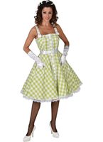 50&apos;s Rock &apos;n roll jurk lime/wit - thumbnail