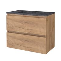 Badmeubelset Aquasplash Salt 80x46 cm Greeploos 2 Lades Met Wastafel Hardsteen Whisky Oak Aquasplash - thumbnail