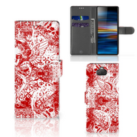 Telefoonhoesje met Naam Sony Xperia 10 Angel Skull Rood