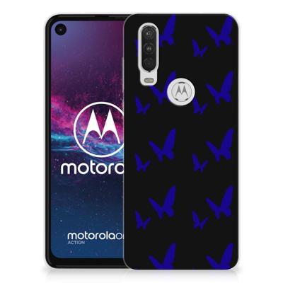 Motorola One Action TPU bumper Vlinder Patroon