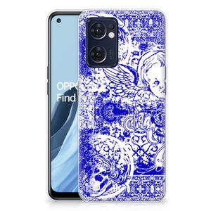 Silicone Back Case OPPO Reno 7 5G | Find X5 Lite Angel Skull Blauw