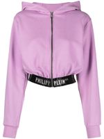 Philipp Plein hoodie crop à bande logo - Violet - thumbnail