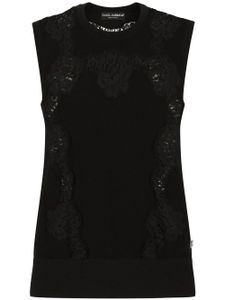 Dolce & Gabbana pull à empiècements en dentelle - Noir