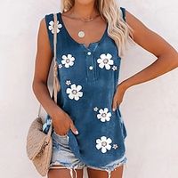 Dames Singlet Camis Blozend Roze blauw Groen Bloemig nappi Afdrukken Mouwloos Dagelijks Feestdagen Streetwear Casual V-hals Normaal Bloemen Thema Grote maten L Lightinthebox