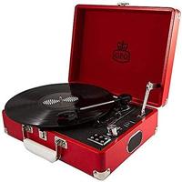 GPO SW196RED Attache Portable USB Turntable with Speakers Red