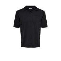 ONLY & SONS fijngebreide regular fit polo Ace donkerblauw