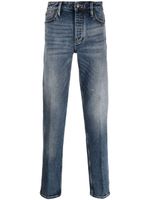 Emporio Armani jean fuselé en coton mélangé à patch logo - Bleu