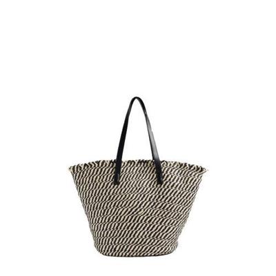WE Fashion strandtas zwart/beige