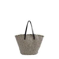 WE Fashion strandtas zwart/beige