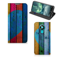 Nokia 3.4 Book Wallet Case Wood Heart - Cadeau voor je Vriend - thumbnail