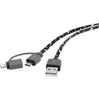 Renkforce Apple iPad/iPhone/iPod aansluitkabel [1x USB 2.0 stekker A - 1x USB 2.0 stekker Micro-B, Apple Lightning-Ste