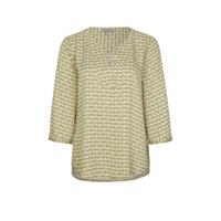 comma casual identity geweven top met grafische print lichtgroen/ecru