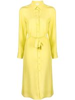 P.A.R.O.S.H. robe-chemise en satin à taille ceinturée - Jaune