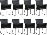 Set van 8 Zwarte leren industriële eetkamerstoelen Mate - Toledo Leer Nero (zwart leer) - thumbnail