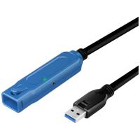 LogiLink USB-kabel USB 3.2 Gen1 USB-A bus, USB-A stekker 20 m Zwart, Blauw Actief met signaalversterking UA0400