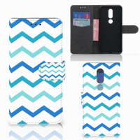 Nokia 7.1 Telefoon Hoesje Zigzag Blauw