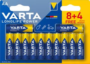 Varta batterij Longlife Power AA, blister van 8 + 4