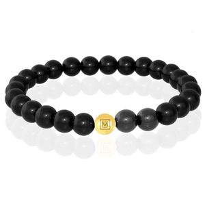 Memphis Kralen Armband Zwarte Onyx Agaat & Gold-21cm