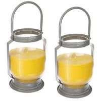 2x stuks antimuggen Citronella kaarsen/lantaarns in glas 65 branduren - thumbnail