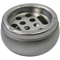 Asbak / terras asbak - van tin metaal - mat zilver - Dia 10 x H5 cm - asbakken