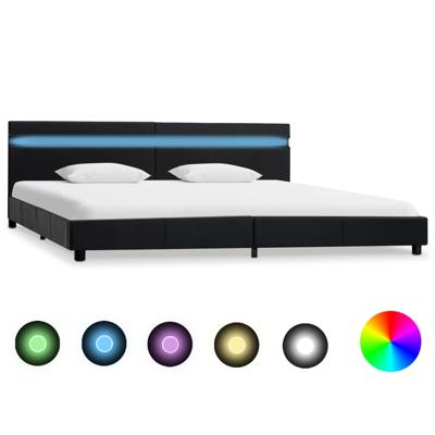 vidaXL Bedframe met LED kunstleer zwart 180x200 cm vidaXL Bedframe met LED kunstleer zwart 180x200 cm