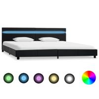 vidaXL Bedframe met LED kunstleer zwart 180x200 cm