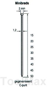 Dutack 1.2mm minibrads | 30mm | 5000 stuks - 5134031