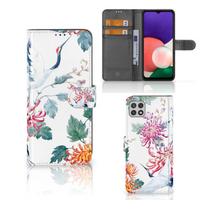 Samsung Galaxy A22 5G Telefoonhoesje met Pasjes Bird Flowers