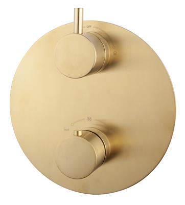 Mueller Gold afbouwdeel voor inbouwdeel 2-wegs thermostaat geborsteld messing Mueller Gold afbouwdeel voor inbouwdeel 2-wegs thermostaat geborsteld messing