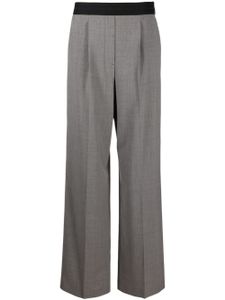 MSGM pantalon droit à taille à logo - Gris