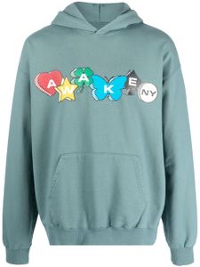 Awake NY hoodie en coton à logo imprimé - Bleu