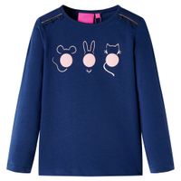 Kindershirt met lange mouwen dierenprint 92 marineblauw - thumbnail