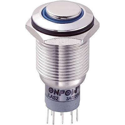 TRU Components 701808 LAS2GQH-22E/B/12V/S/P Vandalismusgeschützter Drucktaster 250 V/AC 3A 2 x Ein/