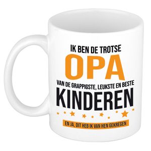 Bellatio Decorations Cadeau koffie/thee mok voor opa - oranje - trotse opa - 300 ml   -