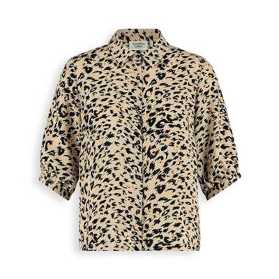 Another-Label blouse Lierre shirt met panterprint beige Another-Label blouse Lierre shirt met panterprint beige