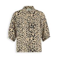 Another-Label blouse Lierre shirt met panterprint beige