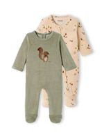 Set van 2 fluwelen slaappakjes jongensbaby zand